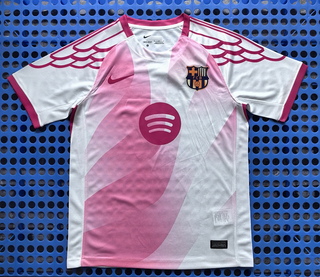 Maillot pré-match FC Barcelone (blanc, rose) 2025-2026
