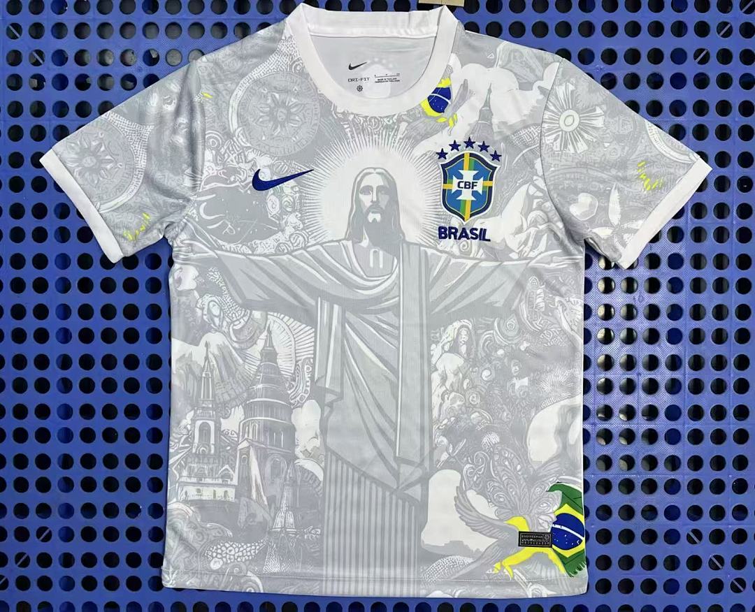 Maillot Brésil — Christ Rédempteur (blanc, gris) 2025-2026