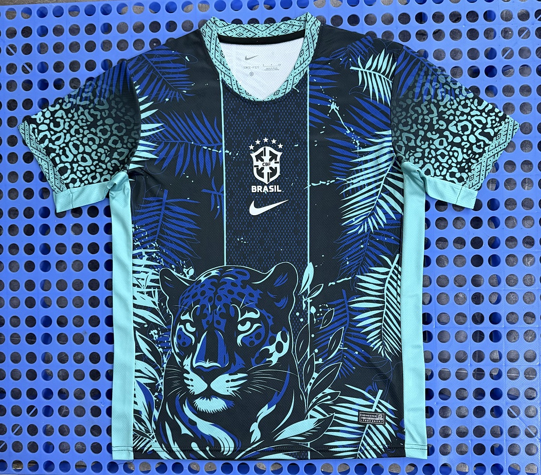 Maillot Brésil — léopard (bleu) 2025-2026