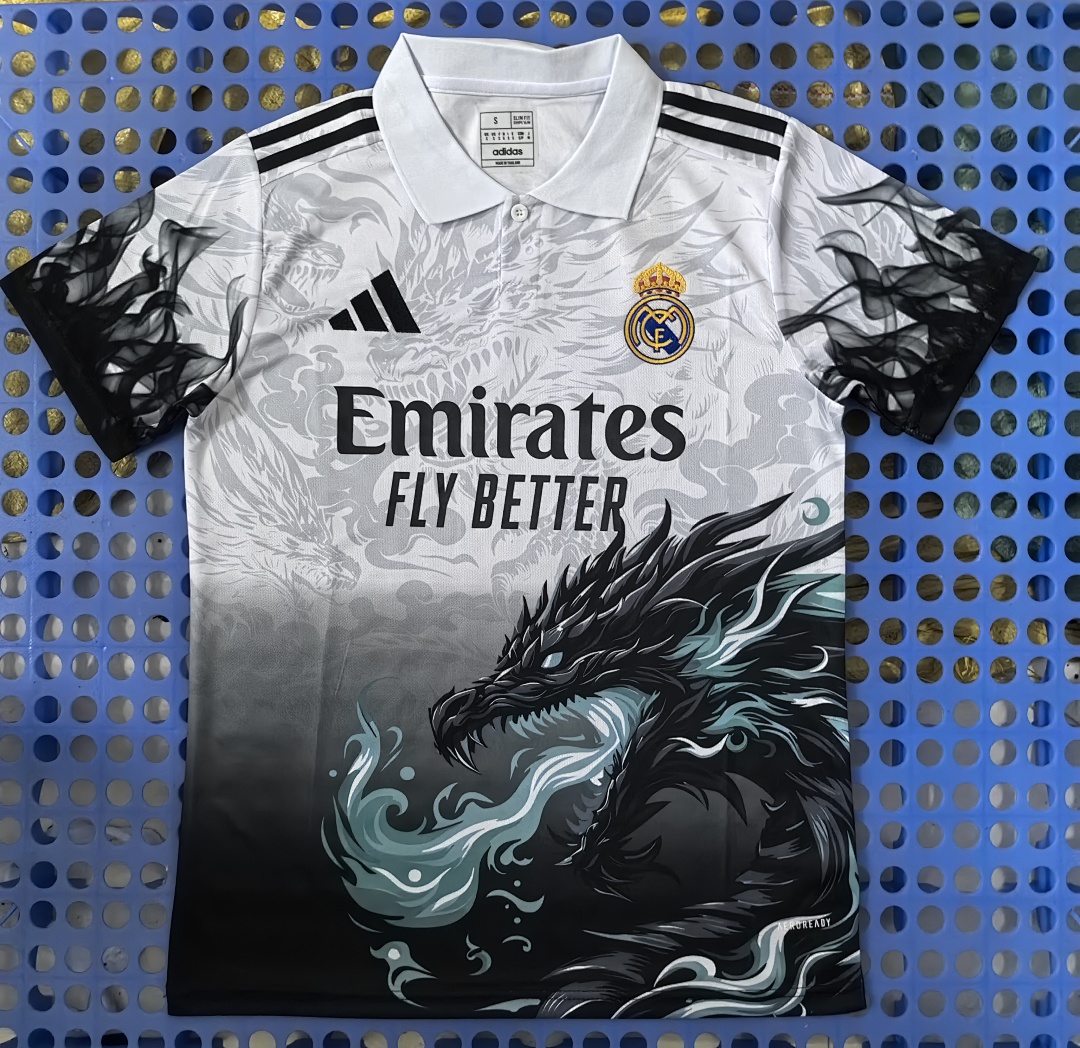 Polo Real Madrid — dragon (blanc) 2025-2026