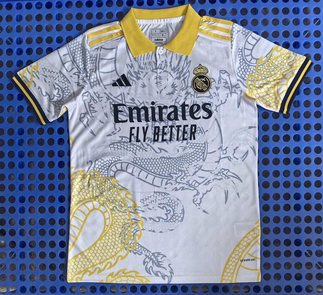 Polo Real Madrid — dragon (blanc, jaune) 2025-2026
