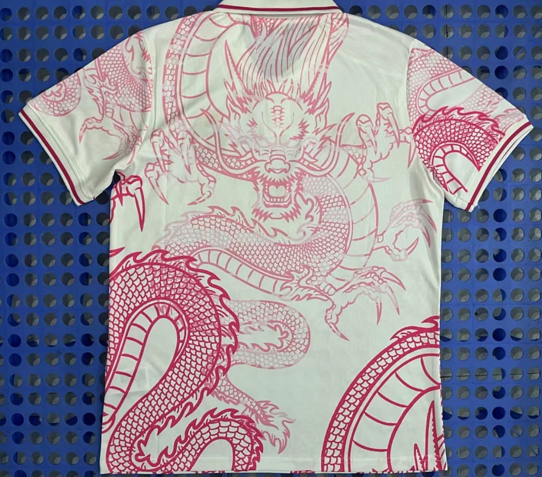 Polo Real Madrid — dragon (blanc, rose) 2025-2026 — modèle 2 — dos