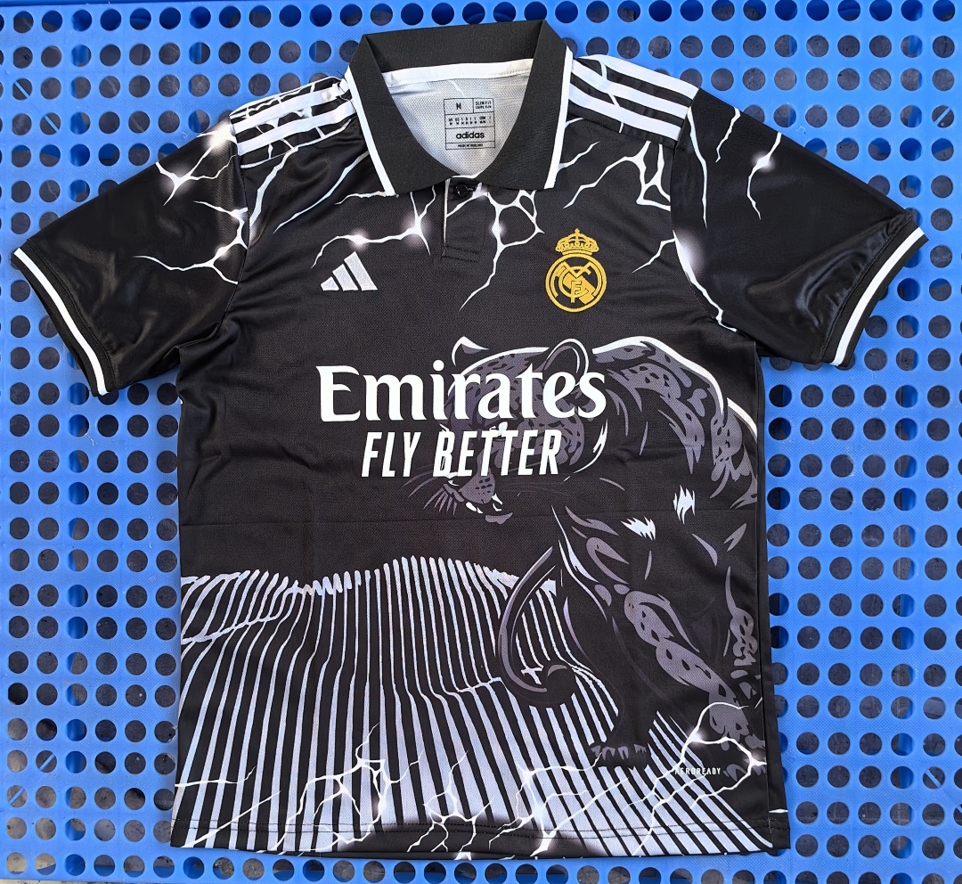 Polo Real Madrid (noir, panthère blanche) 2025-2026